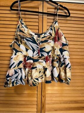 Midnight Bakery Tropical Floral Tiered Cami Tank‎ Top Size XL EUC